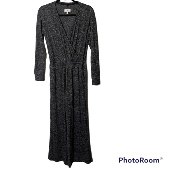 Lou & GRey brushmarl wrap style front jumpsuit stretchy pockets wide leg XS - Picture 1 of 9